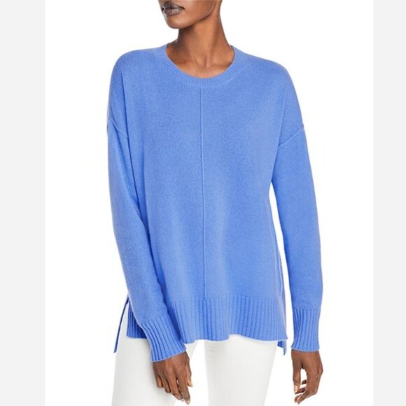 C by Bloomingdale's 100% Cashmere High-Low Crewneck Sweater - Picture 1 of 8